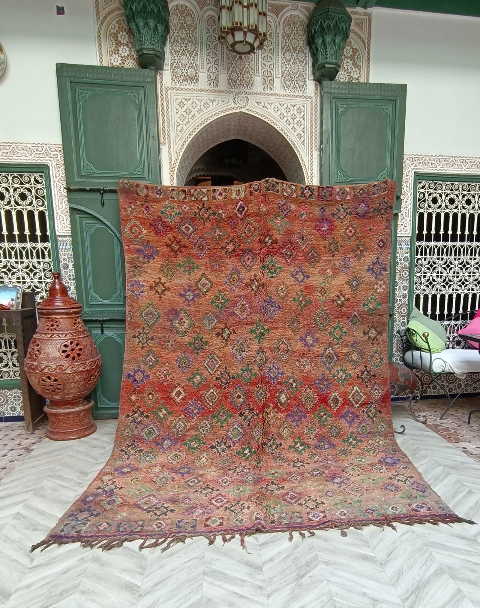 1-1-scaled-2 Moroccan rug Hand knotted Beni ourain rug Berber wool rug Handmade rug 9.51 x 6.62 Feet / 290 x 202 cm - Image 1