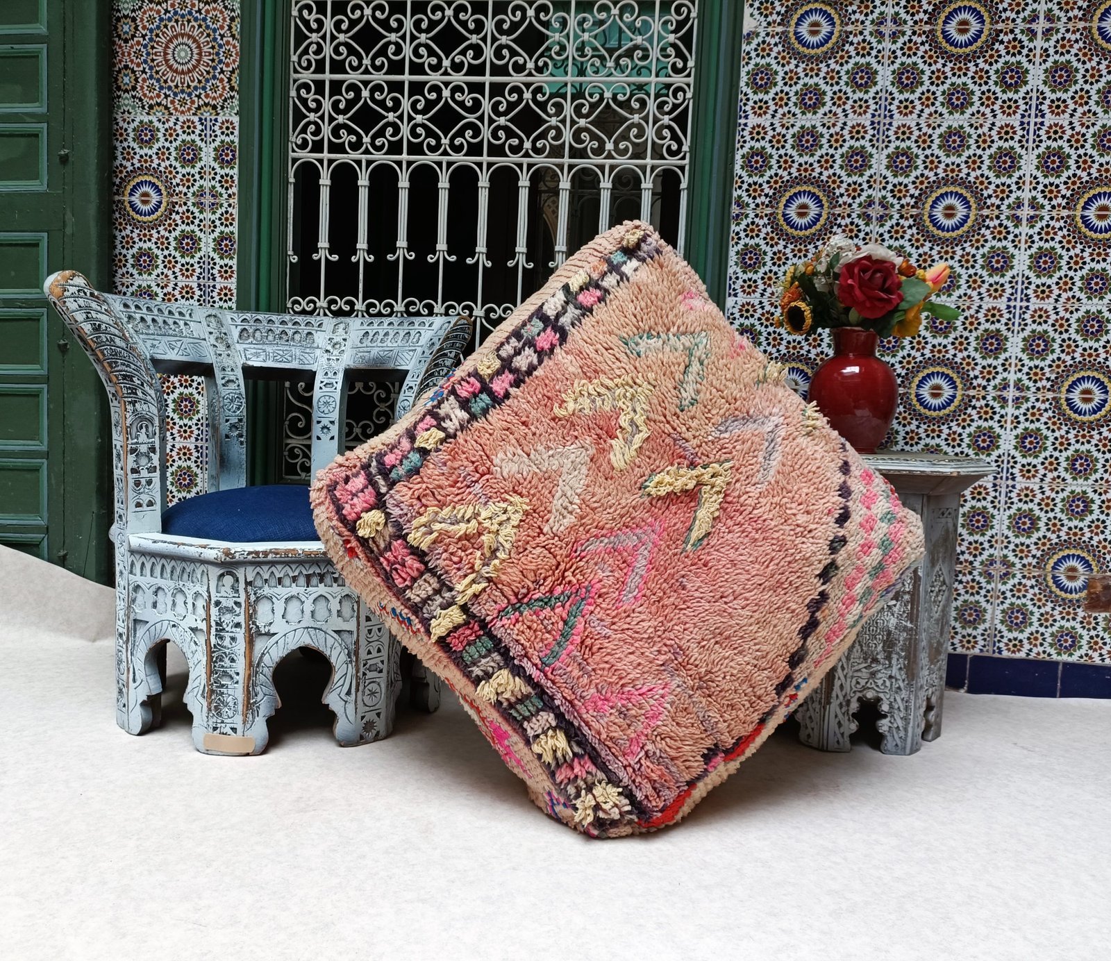 Vintage Moroccan Pouf – Floor Pillow & Meditation Cushion