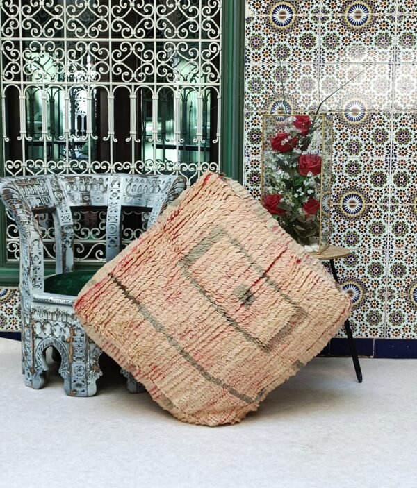 Ottoman Moroccan Pouf, berber Pouf, Footstool, floor cushion Handmade 1.96 x 1.96 x 0.65 FT / 60 x 60 x 20 cm