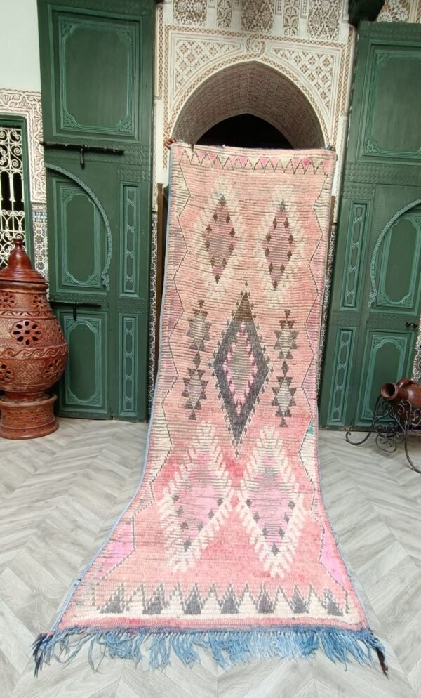 Vintage Moroccan Berber Hallway Rug, Old Morocco Hallway Rug, 9.51 x 3.28 FT / 290 x 100 cm