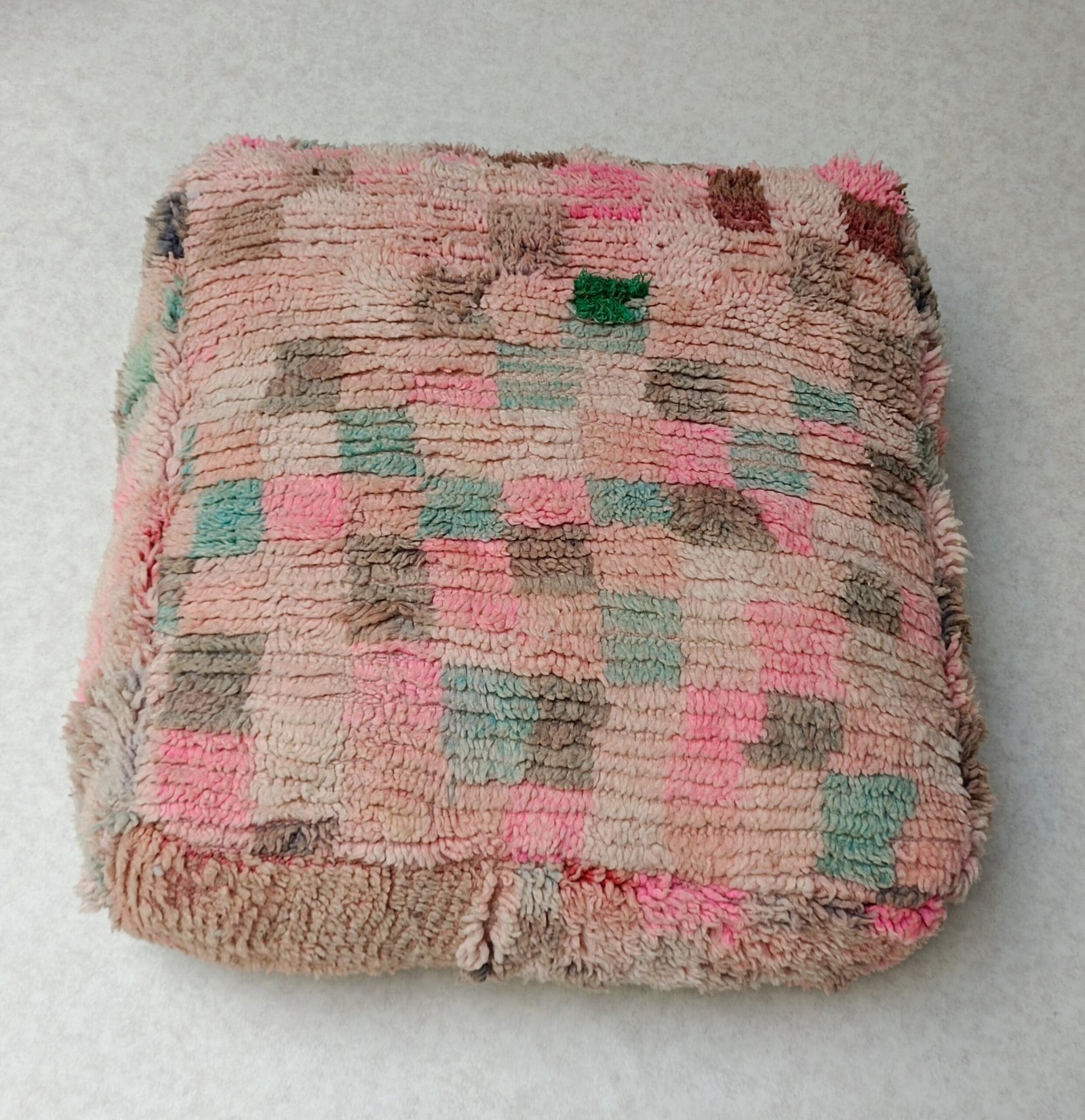 2-1-scaled-1 Vintage Moroccan Pouf, Square Pouf, Floor Pouf, Yoga Meditation Cushion, Outdoor Kilim Pouf 1.96 x 1.96 x 0.65 FT / 60 x 60 x 20 cm - Image 1