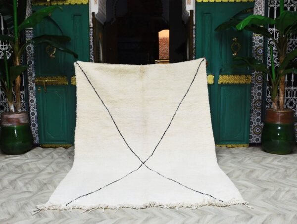 Moroccan rug Hand knotted Beni ourain rug Berber wool rug Handmade rug 220 x 153 cm