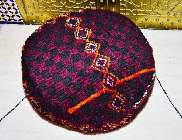 Moroccan kilim boujaad pouf, Large floor pillow Handmade Moroccan poof 100% kilim wool 60 x 22 cm
