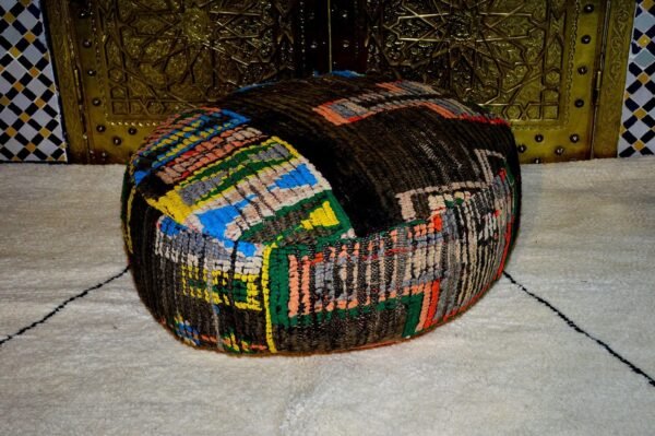 Moroccan kilim boujaad pouf, Large floor,Cercle pouf, Handmade Moroccan poof 100% kilim wool 60 x 22 cm