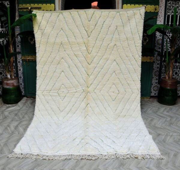 Beni Ourain Wool Rug – Light Green Berber (303x192cm)