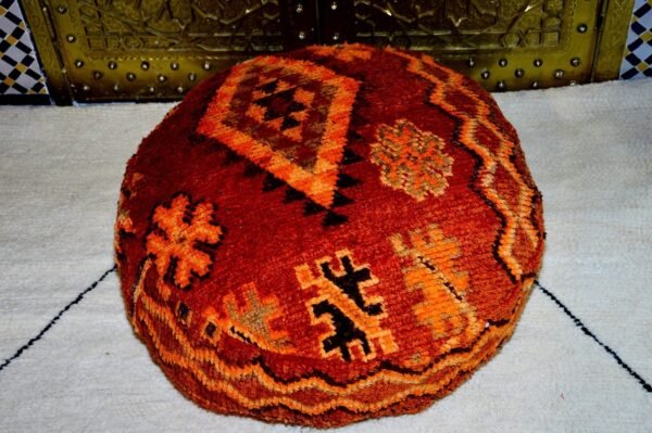 Moroccan kilim boujaad pouf, Large floor,Cercle pouf, Handmade Moroccan poof 100% kilim wool 60 x 22 cm
