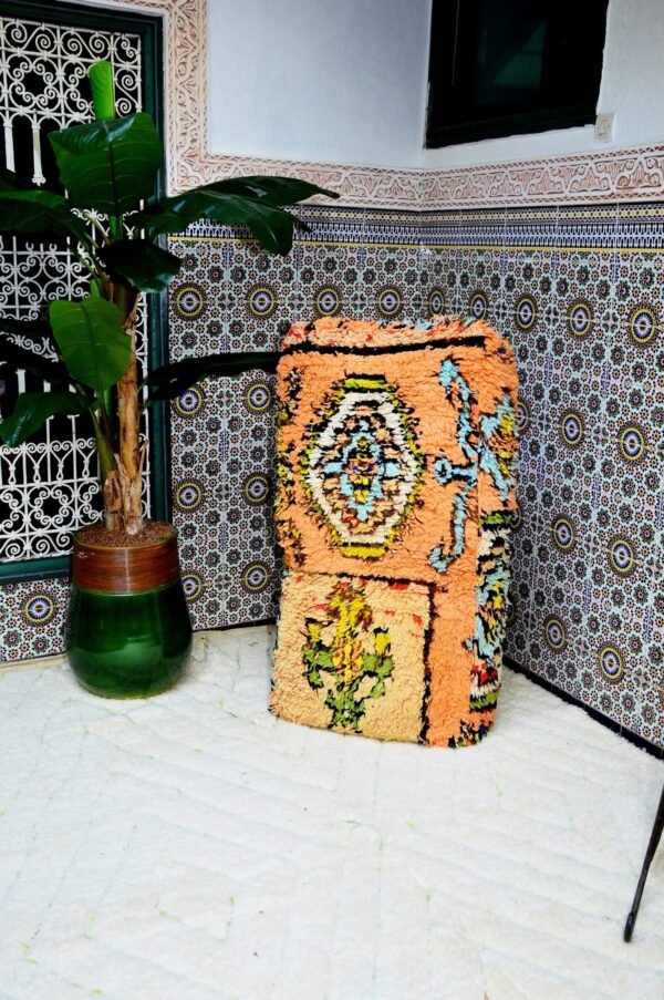 Handmade Moroccan Kilim Pouffe,Big Size, 100% Wool, Vintage Style, footrest pillow