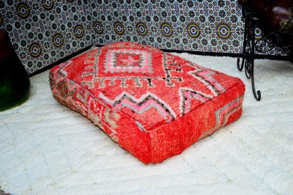 Handmade Moroccan Kilim Pouffe,Big Size, 100% Wool, Vintage Style, footrest pillow