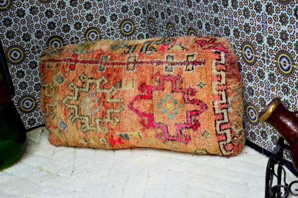 Handmade Moroccan Kilim Pouf – Large Vintage Wool