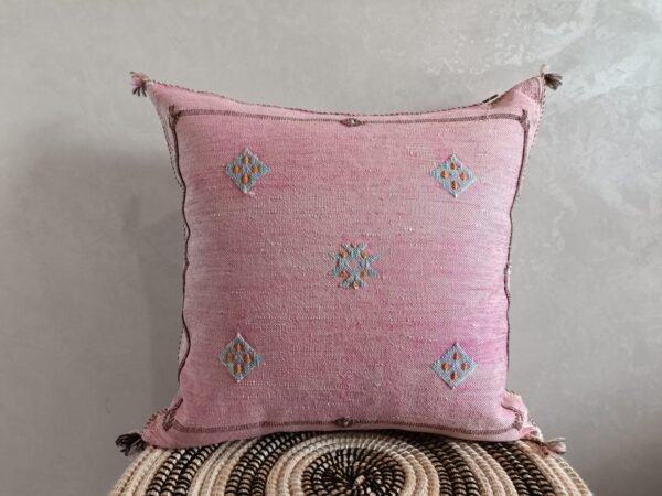 Moroccan Pink Cactus Silk Pillow Cover