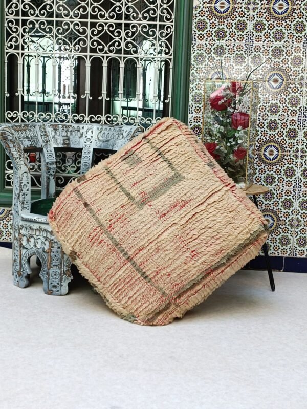 Ottoman pouf, vintage Moroccan Square Pouf, Yoga meditation cushion 1.96 x 1.96 x 0.65 FT / 60 x 60 x 20 cm