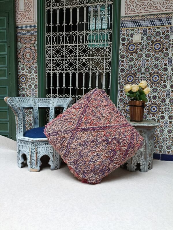 Vintage Moroccan Kilim Pouf – Handmade Floor Cushion