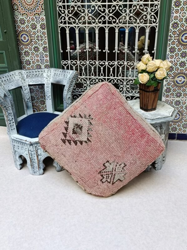 Vintage Moroccan Floor Pouf – 60x60x20cm Ottoman Cushion