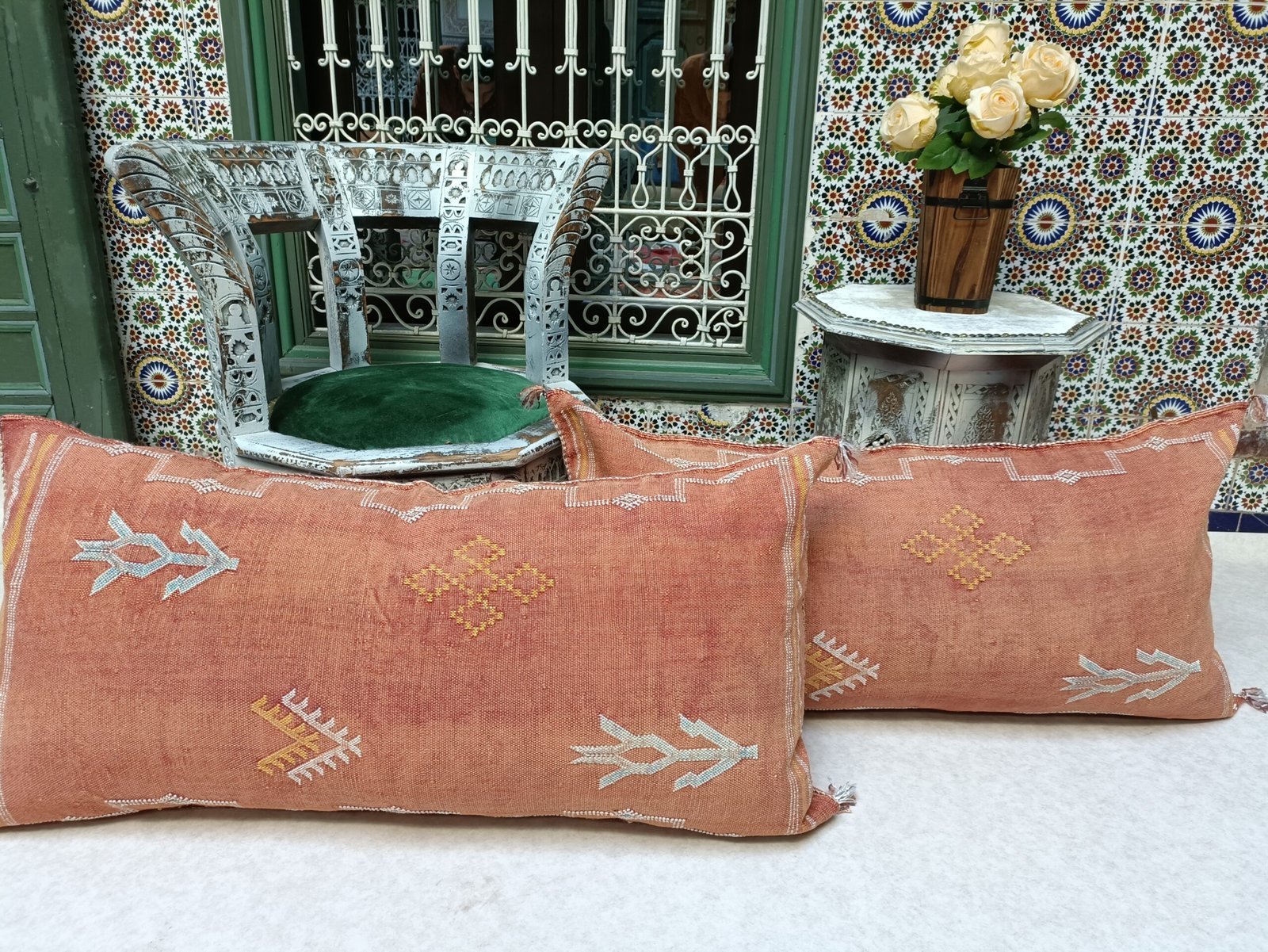 IMG_20211223_130839-scaled-1 Two Large Orange Cactus Silk Cushions Cover - Image 1