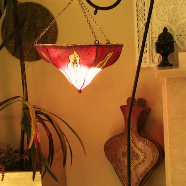 Moroccan Henna Leather Pendant Lamp – Dilay Orange