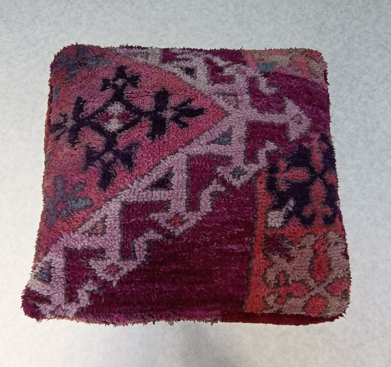 il_794xN.3346120852_88wg Kilim Moroccan Pouf, vintage Moroccan ottoman, Beni Ouarain Square Pouf, Yoga meditation cushion - Image 1