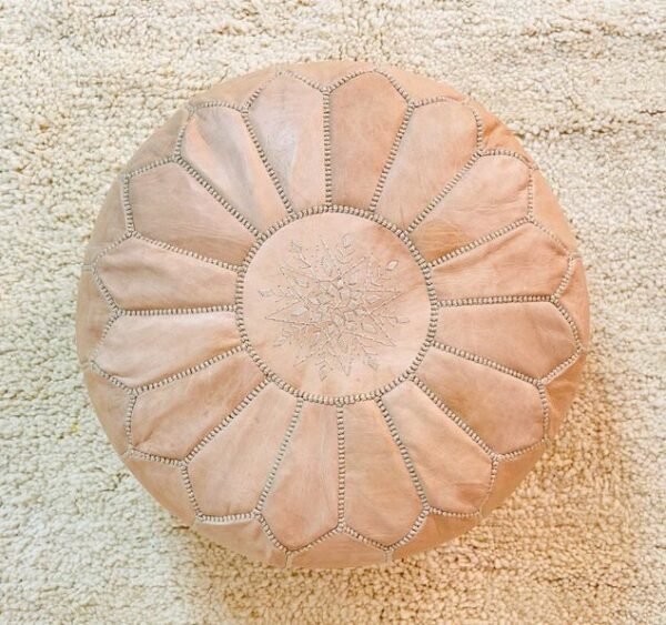 Moroccan leather ottoman,100% Leather, Ottoman leather pouf
