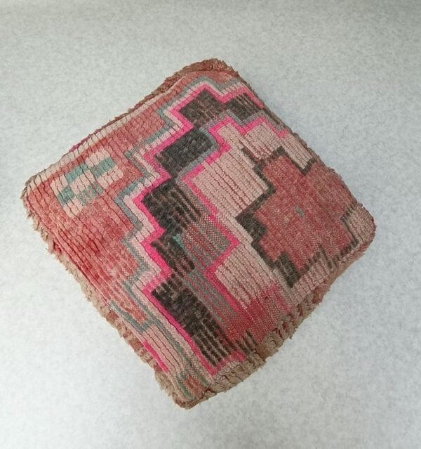 Beautiful Floor pouf, Vintage Kilim Ottoman, Berber Floor Cushion, Seat Cushion, Armchair, Sofa Pillow 1.96 x 1.96 x 0.65Ft / 60 x 60 x 20cm