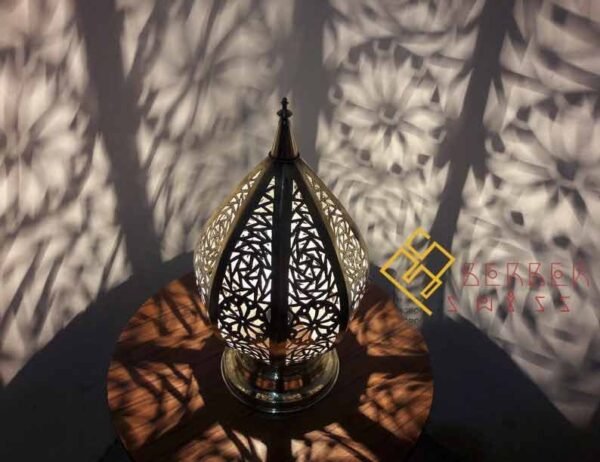 Egg-shaped Gold Bedside Table Lamp, Moroccan Handmade Brass Table Light Fixture Lamp
