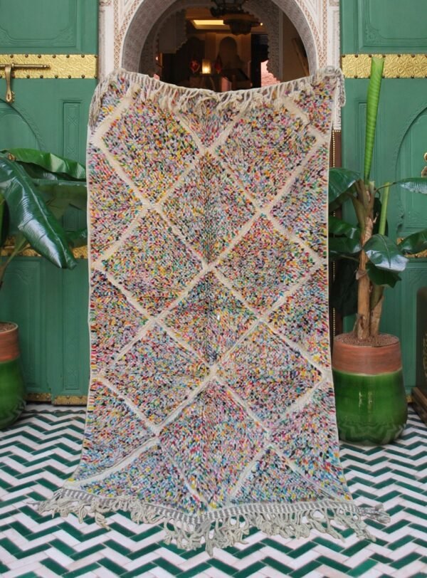 Colorful Boucherouite Rug – Handmade from Recycled Textiles